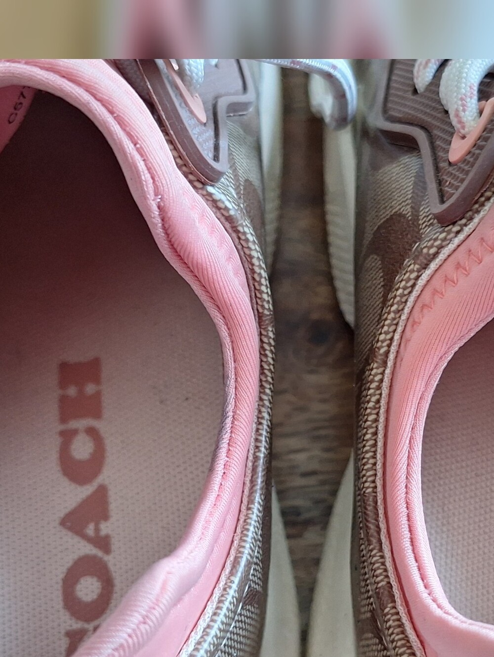 Coach C270 Sig Tech Runner Sneakers Khaki/Saddle Pink Women's Size 6B - Picture 5 of 7